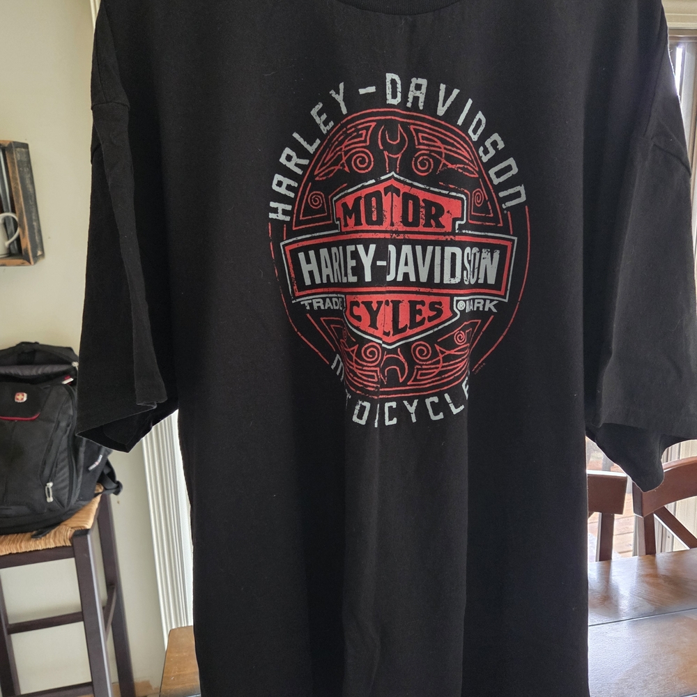 Harley-Davidson short sleeve t-shirt with a red and gray graphic logo (M266)